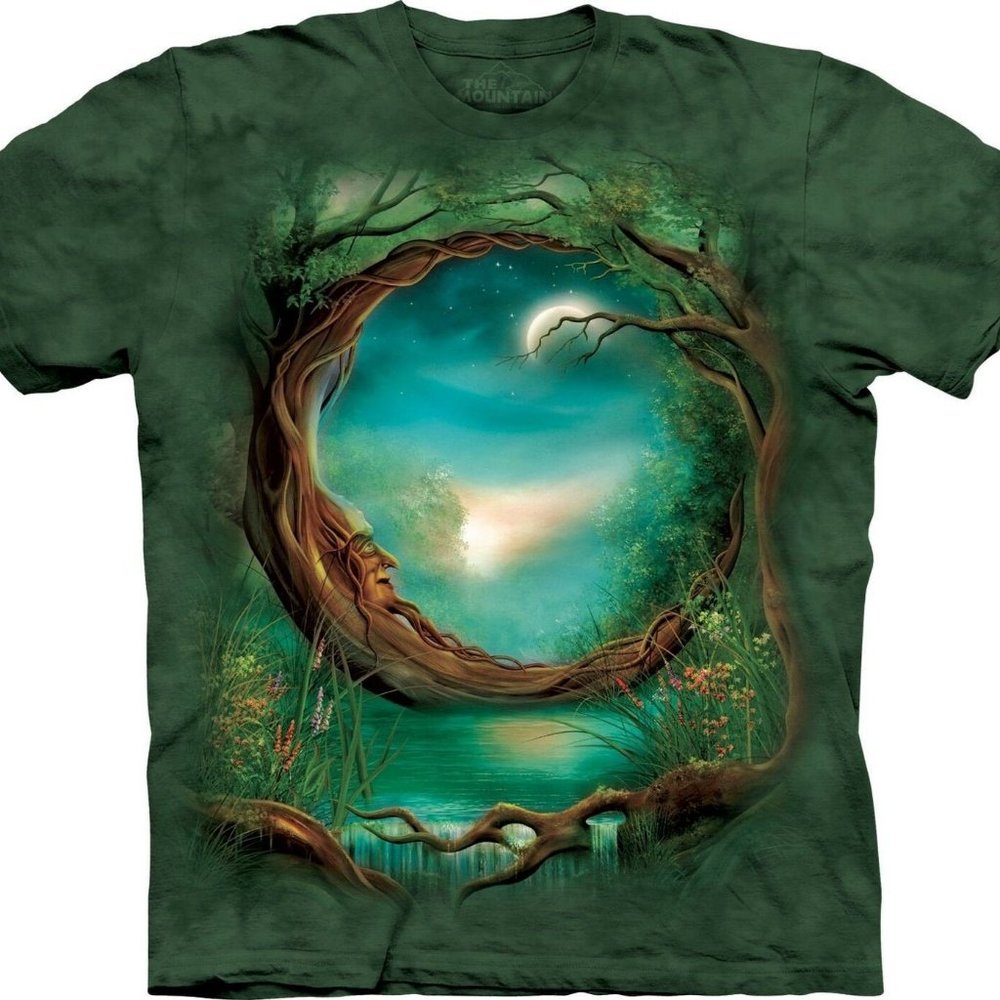 Moon Tree Fantasy Lunar Magical Nature Forest Green The Mountain T-Shirt S-3X